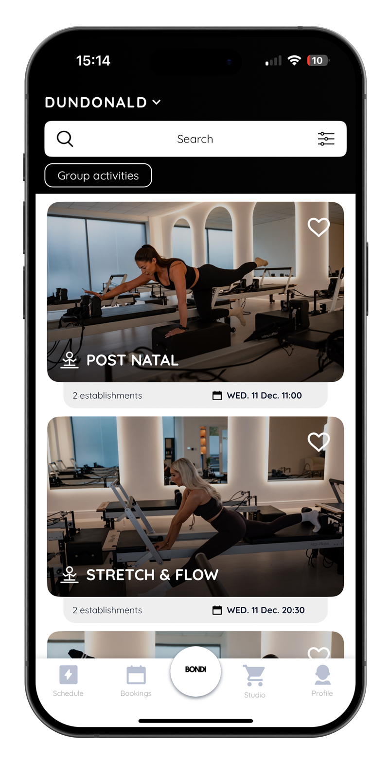 Mobile device mockup of BONDI app